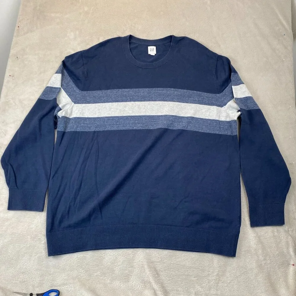 Gap Mens Sweater Size XXL Stripe Crewneck Pulover Knit Casual Long Sleeve Y2K